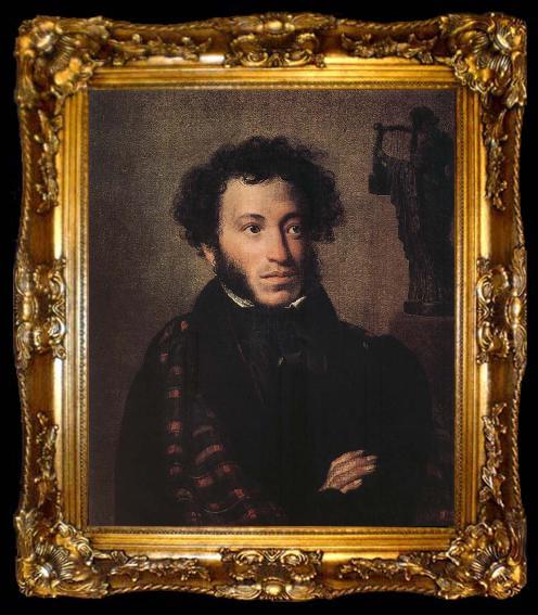 framed  Orest Kiprensky Portrait of Alexander Pushkin, ta009-2